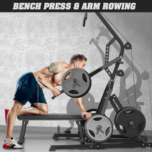 DONOW Leverage Gym Home Gym System Workout Station with LAT Pulldown | Upgraded Weight Plate Holder No Slide Off, Multi Function Squat Rack and Pulley System, US Team Service, 6 US Warehouses - color: Black