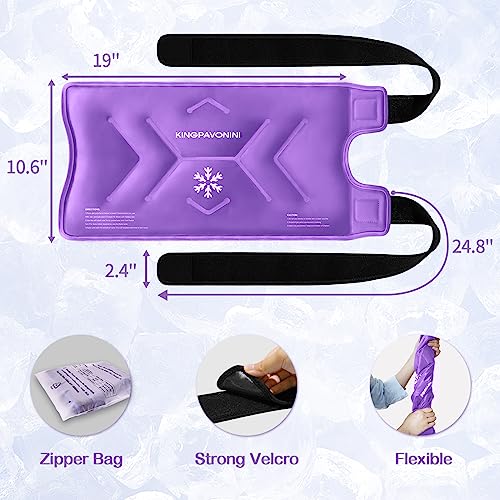 KingPavonini XXL Knee Ice Pack Wrap Around Entire Knee After Surgery, Large Reusable Gel Ice Pack for Injuries, Pain Relief, Swelling, Sports Injuries, 1 Pack (Purple) - style: Purple