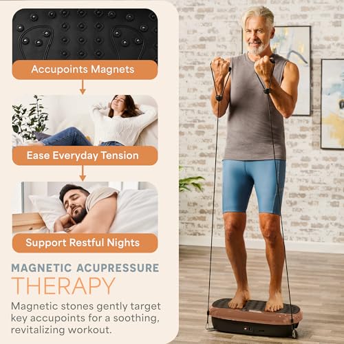 Lifepro HexaPlate Lite Vibration Plate Exercise Machine — Magnetic Acupoints, 99 Speeds & 10 Presets Vibration Platform Machine with Resistance Bands — Vibrating Plate for Lymphatic Drainage & Toning - color: Copper