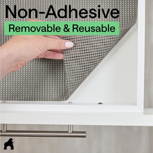 GORILLA GRIP powerGRIP Drawer Shelf and Cabinet Liner, Thick Strong Hold, Non-Adhesive Liners Protect Kitchen Cabinets and Cupboard, Bathroom Drawers, Easy Install, Breathable Mat, 12" x10', Gray - color: Gray, size: 12" X 10', style: 12" x 10'