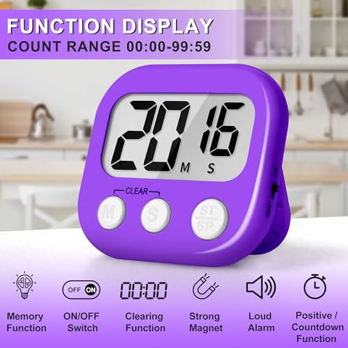 ZILLEEN Classroom Timer for Kids Teachers 2 Pack Digital Timers, Purple & Pink - color: Purple & Pink