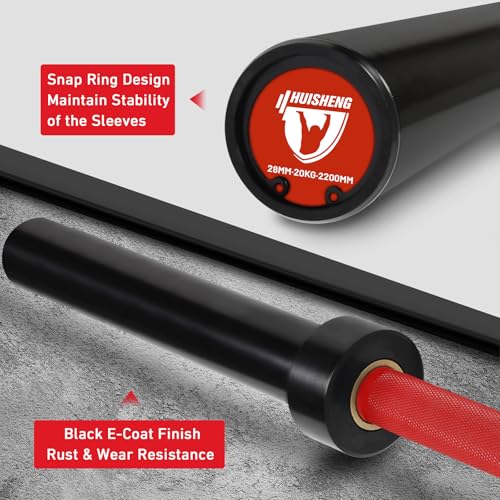 7ft Olympic Barbell for Strength Training, Olympic Weightlifting | 500 700 1000LBS Capacity, 2 Inch 45lb Weight Bar for Squat, Home Gym Fitness Equipment, Bench Press, Deadlift, Powerlifting - color: Red-1000LBS