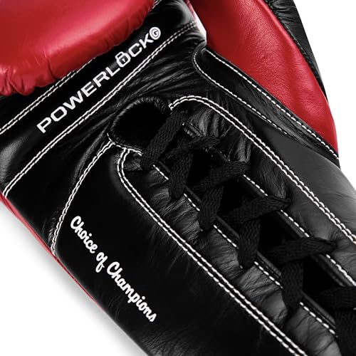 Everlast Powerlock OG Pro Training Boxing Gloves | Lace Up - color: Red/Black, size: 14oz