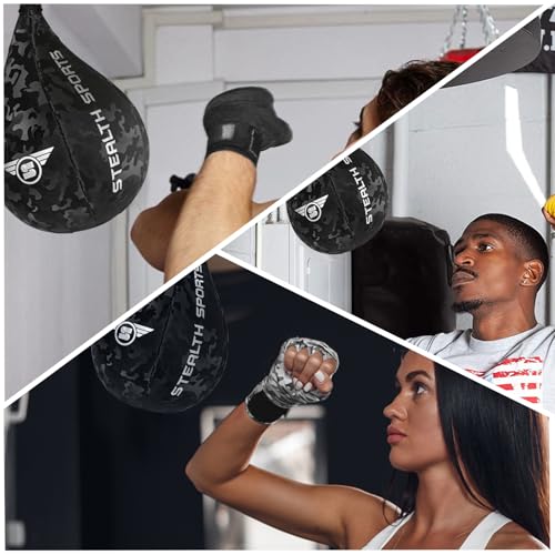 Speed Ball Boxing – MMA Speed Bag & Hanging Swivel Kit for Boxing Training – Punching Bag for Muay Thai, Kickboxing, Martial Arts, Reflex and Speed Training Striking Bag - color: Camo