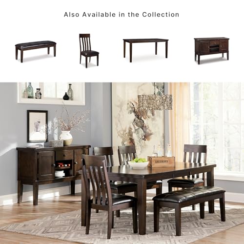 Signature Design by Ashley Haddigan Traditional Upholstered Dining Room Bench, Dark Brown | Classic button tufted seat, Wood and engineered wood frame, 18.75 in seat height, 2-person capacity, Dark brown finish - color: Dark Brown, style: Bench
