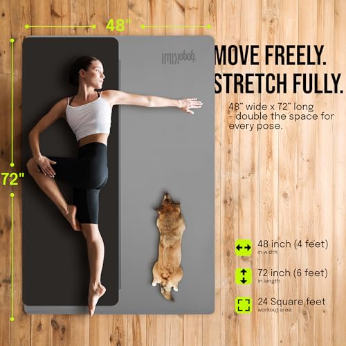 Gogokiwi Large Yoga Mat (6'x4') – 1/4" & 1/2" Thick Exercise Mats for Home Workout, Extra Wide Workout Mats for Home Gym, Yoga, Pilates, Stretching, Floor & More - color: Grey Shadows, size: Standard (1/4 Inch Thick)