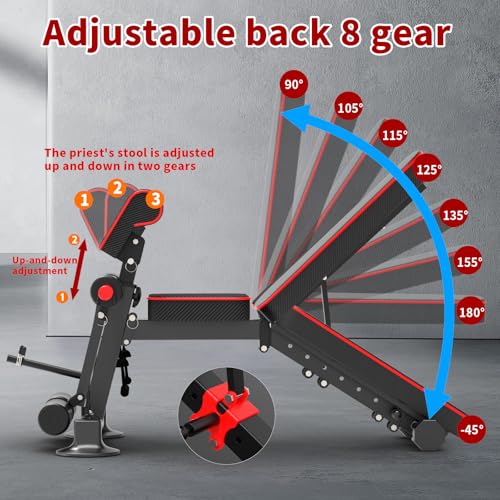 K KiNGKANG Adjustable Weight Bench,1050 lbs Foldable Workout Bench with 8 Back Positions, Incline Decline Flat Exercise Bench for Home Gym Full Body Strength Training - color: Black