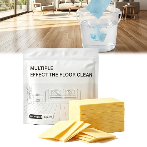 100 Piece Floor Cleaning Tablets Multi-Surface Cleaner, New Floor Cleaning Tablets Sheets, Water Soluble Floor Cleaner for Mopping for Hardwood, Laminate Floors, Wall Tiles, Glass (Yellow, 100 Pcs) - color: Yellow