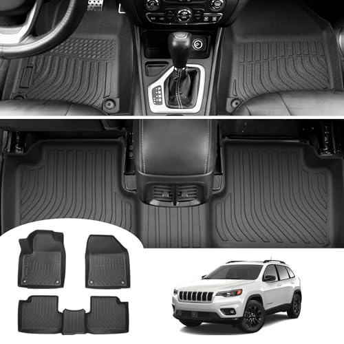 Cartist Floor Mats for Jeep Cherokee 2016-2023 (Not for Grand Cherokee), All Weather Floor Mat for Cherokee Accessories, Heavy Duty Car Mats, Car Accessories - size: 2)Jeep Cherokee(Not for Grand Cherokee)【2016-2023】