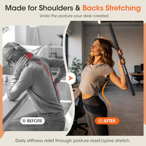 Yoga Stick, Upgraded 5ft Sturdy Steel Mobility Stick, Adjustable Exercise Equipment for Stretching, Flexibility & Balance, Physical Therapy & Posture Correction, Shoulder & Back Relaxation - color: 2-Black