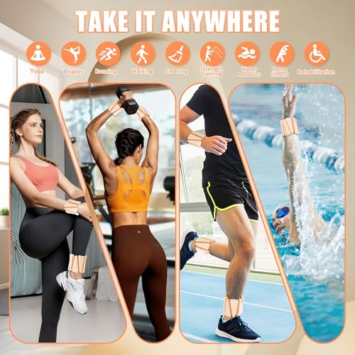 BECOJADDE Ankle Weights for Women Wrist Weights Set of 2 (1 lb/2 lb Each) Adjustable Arm Leg Weight for Womens Men Suitable for Walking Swimming Running Pilates Yoga Gym - color: Light Orange, size: 4lb Pair (2lb Each)