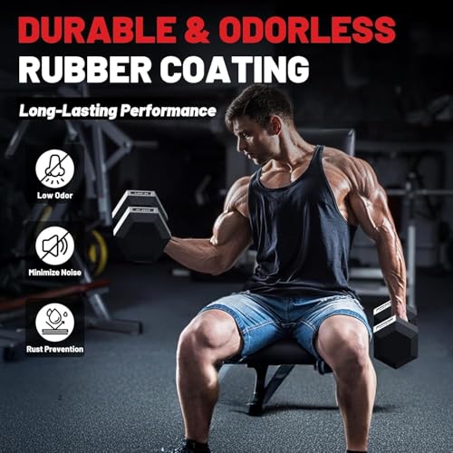 PAPABABE Dumbbell Set with Rack Dumbbells Rubber Encased Home Gym | PAPABABE Complete & Durable Cast Iron Core Odorless PVC Antiroll Hex Shape Ergonomic Chrome Handle Versatile Home Gym - size: 360LB with 3-Tier Weight Rack