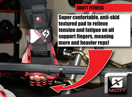 skott Evo 2 Series Pro Metal Weight Lifting Hooks - Best Heavy Duty Power Lifting Grip Assistance - Set of 2