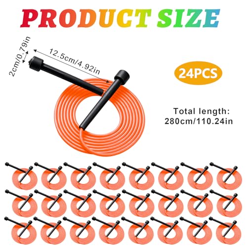 YYDYTTKX Adjustable Jump Rope Bulk, 9.2 ft Tangle-Free Speed Skipping Rope for workouts, group training, teams, family and Gym Class - color: Orange, size: 24
