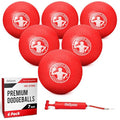 GoSports Inflatable Dodgeballs - Choose 5 Inch or 7 Inch No Sting Balls - Set of 6 Includes Ball Pump & Mesh Bag - color: 7" Balls 6 Pack - Red
