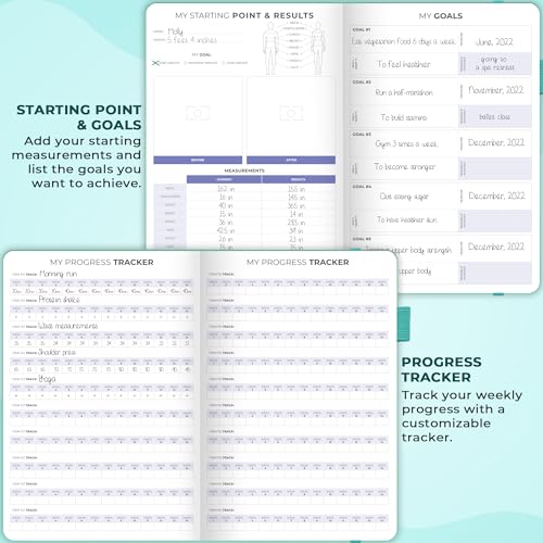 Clever Fox Fitness & Food Journal – Nutrition & Workout Planner for Women & Men – Diet & Gym Exercise Log Book with Calendars, Diet & Training Trackers - Undated, A5 Size, Hardcover (Turquoise) - color: Turquoise, size: A5 (5.8'' x 8.3'')