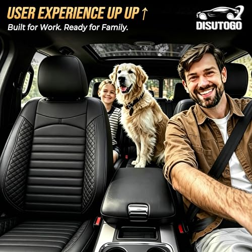 DISUTOGO for 2018 Dodge ram seat Covers 2012-2025 2026 RAM 1500 2500 3500 | Dodge Ram Seat Covers Full Set, Faux Leather Custom Fit Ram 1500 2500 3500 Truck, Flat Bench - color: 096-Black-Flat Bench, size: 5 Seats full set-RAM 2012-2026
