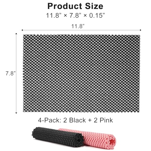 Pilates Grip Pads 4-Pack, Non-Slip Hand Grip Mat for Pilates Reformer, Cadillac Bed, Barre, Pull-Up Bar, Free Weights & Gym Equipment (Black & Pink)