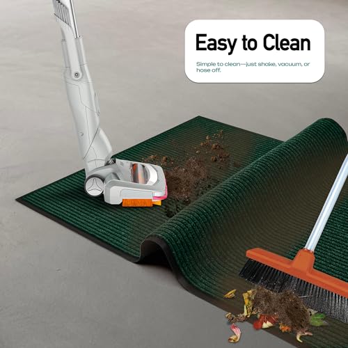 Durable Rubber Door Mat - Heavy Duty, Indoor/Outdoor, Easy Clean, Waterproof, Low-Profile Mat for Entry, Patio, Garage - Stylish (Green, 2' x 3' (Mud Trapper)) - color: Green, size: 2 x 3 feet