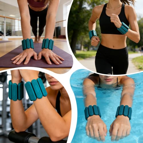 Wrist & Ankle Weights for Women Men, 1lb/2lb/4lb Set of 2 - Adjustable Wearable Weighted Bands, Waterproof Silicone Arm & Leg Weights for Pilates, Yoga, Walking, Dance, Home Workout & Gym - color: Dark Green, size: 1lb each weight (2lbs Pair)