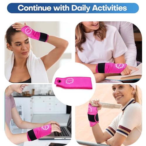 Wrist Ice Pack Wrap for Discomfort Reducing, Gel Ice Packs for Injuries Reusable for Wrist Pain, Hot & Cold Compress, Extended Coverage, Enhancing Comfort and Soothing Fatigue (Hot Pink) - color: Hot Pink