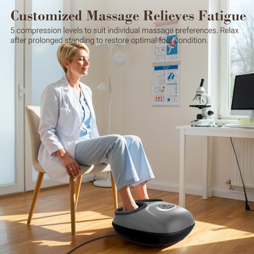 CuPiLo Foot Massager with Heat, FSA Eligible HSA Shiatsu Foot Massager Machine for Plantar Fasciitis, Adjustable Vibration & Pressure for Neuropathy Pain, Women Men Gifts, Fits Up to 12"(Gray) - color: Gray