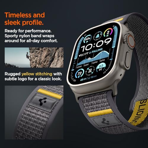 Spigen for Apple Watch Band, Compatible with Ultra 3/2/1 49mm, Series 11/10 46mm, 9/8/7 45mm, SE3/SE2/SE/6/5/4 44mm, 3/2/1 42mm - color: Active Gray