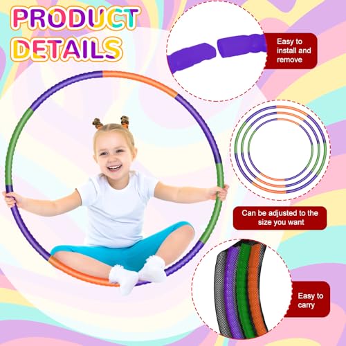 Sratte 6 Pcs Exercise Hoop Detachable Adjustable Plastic Hoops Snap Together Toy Ring Color Playground Toys for Girls and Boys Party Games, Sports, Exercise, Dog Training (28 Inch,Red,Yellow,Blue) - color: Red,yellow,blue, size: 28 Inch