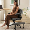 AreShark Cross Legged Office Chair,ADHD Criss Cross Desk Chair with Wheels & Stretchable Rotating Footrest,Height Adjustable Wide Yoga Kneeling Meditation Chair with Flip-up Armrests Back Support - color: Grey
