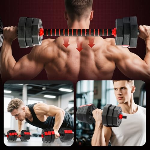 Adjustable Dumbbell Set, 5-44 lbs Free Weight Set with Connector, Convertible Dumbbell, Barbell, Push-up, Home Gym Fitness Weight for Men Women - color: SQ-44POUNDS