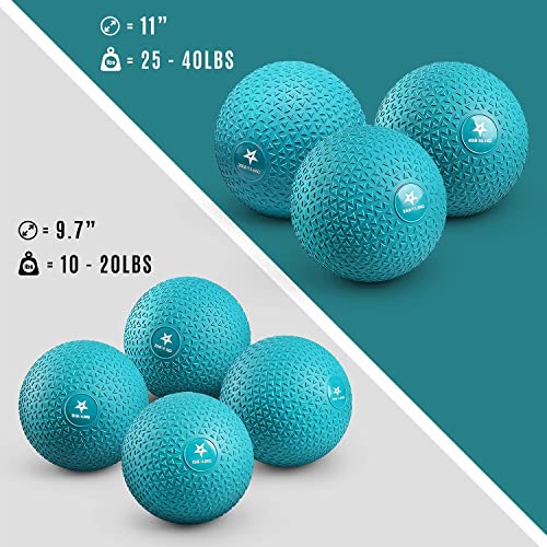 Yes4All Upgraded Fitness Slam Medicine Ball Triangle 25lbs for exercise, strength, power workout, Workout ball, Weighted ball, Exercise ball, Trendy Teal - color: Trendy teal, style: E. 25lbs