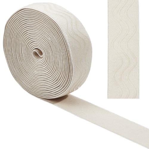GORGECRAFT 5Yds Silicone Elastic Gripper Non-Slip Tape Waved Soft Rubbers 30mm Elastic Belt Webbing Stretchy Wavy Ribbon Loop for Garment Wig Bike Shorts Project Underwear Accessories - color: Wheat