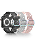 LETOID Stretchy Bands for Apple Watch Band Women Men Adjustable Solo Loop | Skin-Friendly Elastic Nylon Replacement Strap, iWatch Series 11 10 9 8 7 6 5 4 3 2 1 SE Ultra 49 46 45 44 42 41 40 38mm - color: 3-Pack: Black / Pink / Silver-White, size: 38mm/40