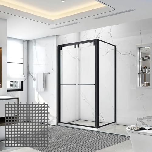 12Pack 12" x 12", Interlocking Rubber Floor Tiles Soft PVC Non-Slip Tile Splicing Shower Mat Outdoor Cushion Mat for Bathroom, Deck, Drain, Pool, Patio, Balcony, Kennel Grey