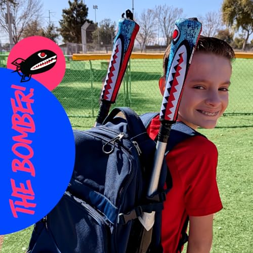 Handle Cover - Baseball Bat Cover Sleeve Protects Vehicle & Bat Grip - Batting Gloves & Helmet Companion with Zippered Hook - Softball Accessory - color: Bomber