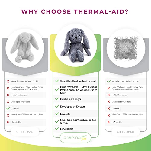 Thermal-Aid® (Baxter The Bunny) – Washable Heating Pad & Ice Pack – Plush Hot/Cold Pack with Natural Corn Filling – Reusable Comfort - size: Zoo Rabbit