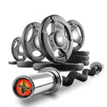 XMark Olympic Bar Curl Bar with Weights Offer, Olympic Weights Pair or Set of TRI-GRIP Olympic Weight Plates, Premium Quality, Rubber Coated XM-3377 with EZ Curl Bar, Black Manganese 28mm BLACKSMITH - color: 05) BAR and 95 lb Set