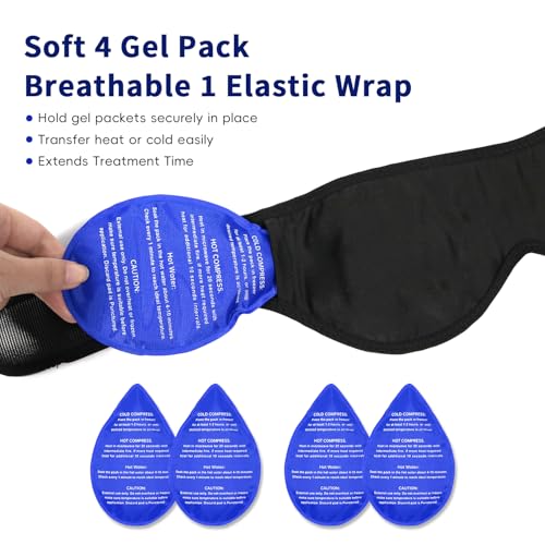 Wisdom Teeth Ice Pack Head Wrap for Pain Relief - Cold Hot Therapy for Face, Jaw & Oral Surgery with 4 Gel Packs, TMJ, Tooth Extraction, Tonsillectomy Recovery-Black - color: Black