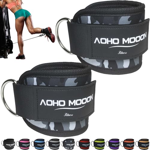 AOHO MOOON Ankle Strap (2 Pieces) for Cable Machine Women - Gym Workout Leg Strap, Premium Padding Ankle Cuffs, Glute Kickback Exercises Equipment, Pulley Attachment, One Size Fit All - color: Came