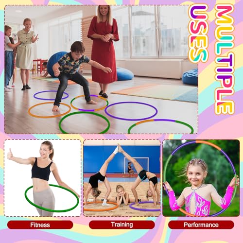 Sratte 6 Pcs Exercise Hoop Detachable Adjustable Plastic Hoops Snap Together Toy Ring Color Playground Toys for Girls and Boys Party Games, Sports, Exercise, Dog Training (28 Inch,Red,Yellow,Blue) - color: Red,yellow,blue, size: 28 Inch