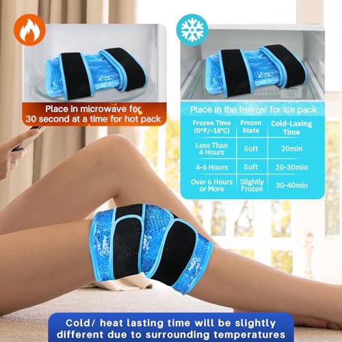 Knee Ice Pack Wrap for Pain Relief Reusable Multi-Purpose Gel Ice Wrap for Leg Ankle Foot Wrist Injuries Swelling Knee Replacement Post-Surgery Recovery Cold Compression for Meniscus Tear ACL - color: Blue