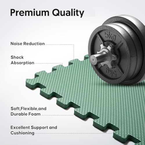16 Pack 64 sqft Home Gym Mat, Puzzle Exercise Mat, EVA Interlocking Foam Floor Tiles for Home Workout Equipment and Kids' Play Areas - Blue, 24 in x 24 in x ½ in - (Green, 16 Pack(64 SQ FT)) - color: Green, size: 16 Pack(64 SF)