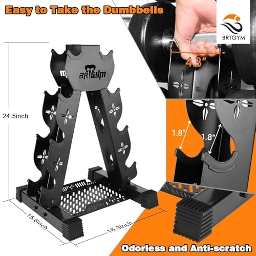 Dumbbells Rack Weight Stand (Rack Only), 13GA Steel Constructed,Max Support 570lbs, 4 Tier Compact Design