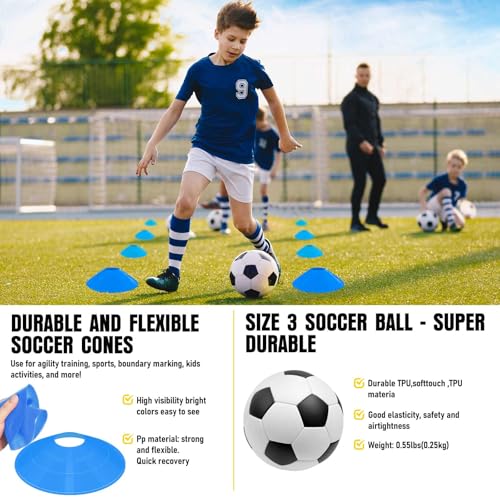 Soccer Goal, Kids Soccer Goals for Backyard Set, 2 Pack of Portable Pop Up Soccer Net with Soccer Ball, Cones, Complete Training Equipment for Youth, Toddler Outdoor Sports Games - color: Black Blue, style: 6 ft x 4 ft
