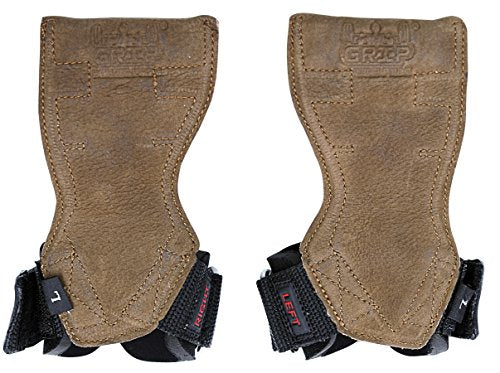 Lifting Grips PRO Weight Gloves Heavy Duty Barbell Gymnastics Straps Alternative to Power Hooks Deadlifts Adjustable Neoprene Padded Wrist Wrap - color: Brown Nubuck Leather, size: Small 5.0"-6.40" Wrist Size