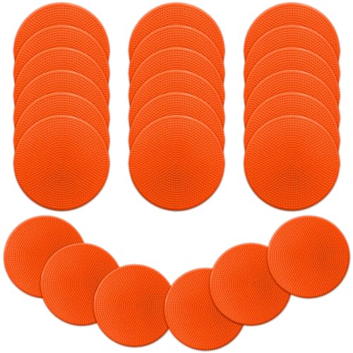 12/24Pcs Poly Spot Markers 4 inch/9 inch Non-Slip Rubber Agility Training Markers Floor Dots Flat Field Cones for Football Basketball Soccer School Exercise Drills Gym Dance Practice 6 Colors - style: 4 inch 24 Pcs Orange Red (TPE)