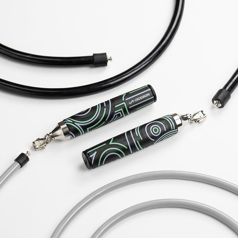 Crossrope Get Strong Weighted Jump Rope Set for Strength | Power Handles with 1 and 2 lb weighted ropes to build power and endurance. Designed for full-body, strength-focused workouts. - size: L - (5'10.5" - 6'1.5" User Height)