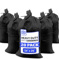 DURASACK Heavy Duty Sandbags with Ties, 14x26, Empty, Black, Pack of 20 | Woven Polypropylene Sandbags for Flood Control with 1600 Hours of UV Protection, 50 lbs Capacity - color: Black, size: 20 Sandbags