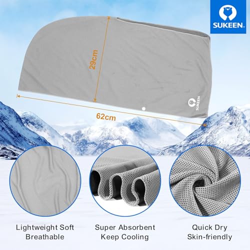 Sukeen Cooling Hoodie Towel, Absorbent Quick-Drying Cooling Towels for Neck and Face, UV Sun Protection Cooling Neck Wraps Sport Head Cooling Towel Hot Weather - color: Black/Grey