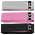 EnriQ Booty Bands Fabric Resistance Bands for Legs and Butt - Non Slip Cloth Hip Bands Elastic Workout Bands - Activate Glutes and Thighs - Made of Premium Elastic Fabric - color: Black Pink Grey
